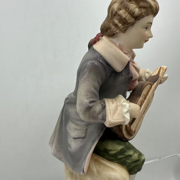 Vintage Lefton China Hand Painted Figurine KW 6414 Musician Lute Guitar Bisque - Picture 16 of 16